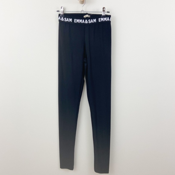 LF Emma & Sam black spell out nylon leggings XS - Picture 2 of 6